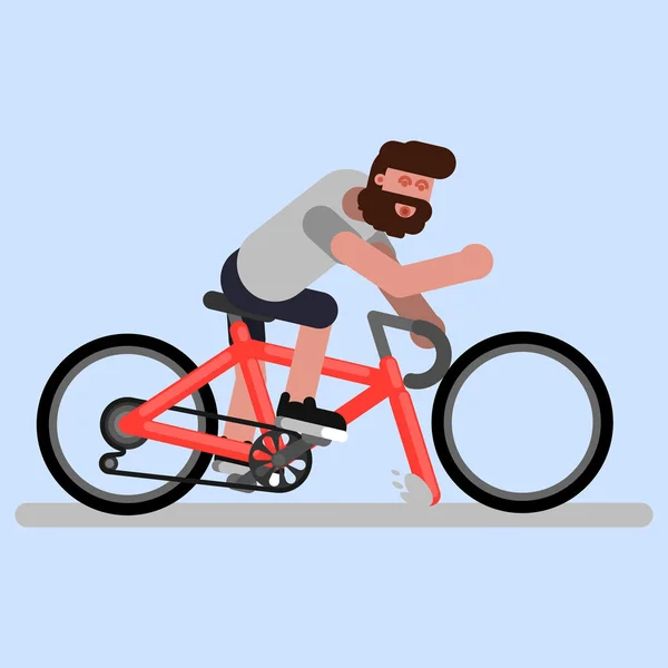 Άνθρωπος βόλτες με ένα ποδήλατο — Διανυσματικό Αρχείο