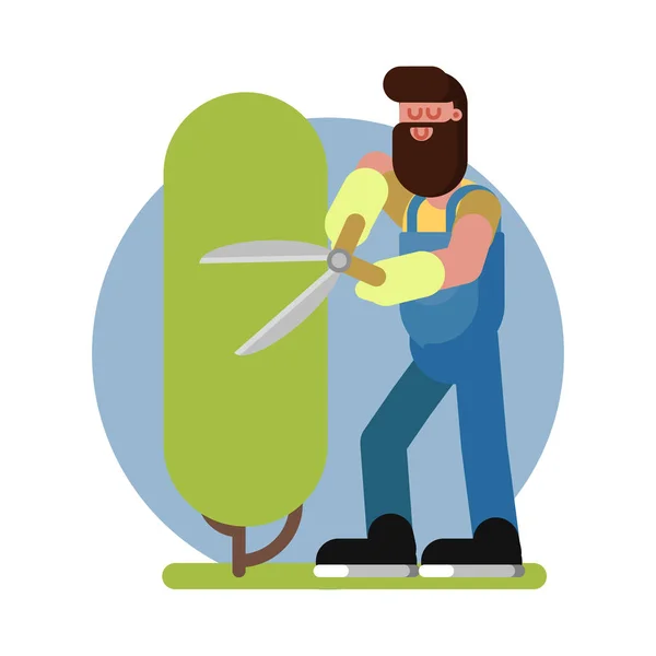 El hombre cuida de un árbol — Vector de stock