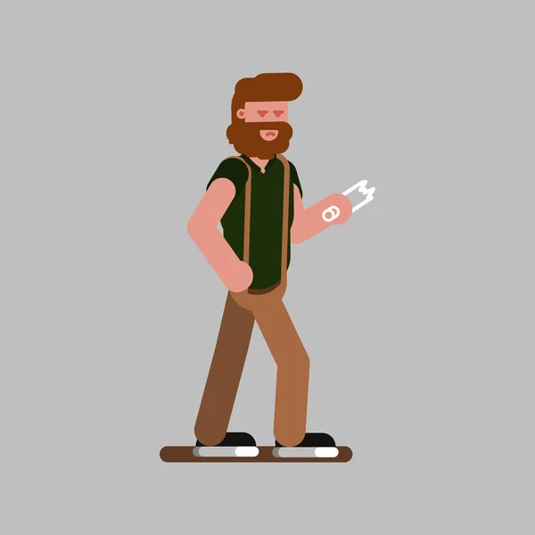 Hombre con una botella de vidrio roto — Vector de stock