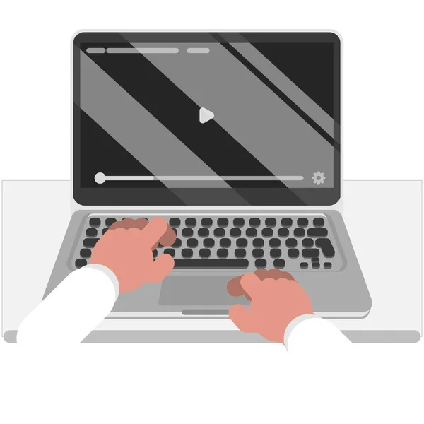 Wathing vídeo no laptop — Vetor de Stock