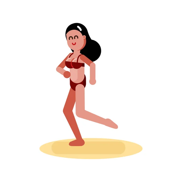 Mujer corriendo en la playa — Archivo Imágenes Vectoriales