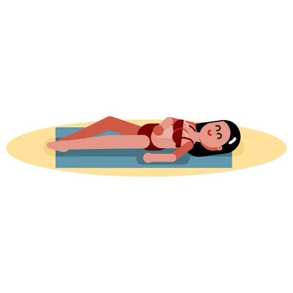 Mujer tendida en la playa — Archivo Imágenes Vectoriales