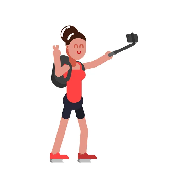 La mujer hace una selfie — Vector de stock