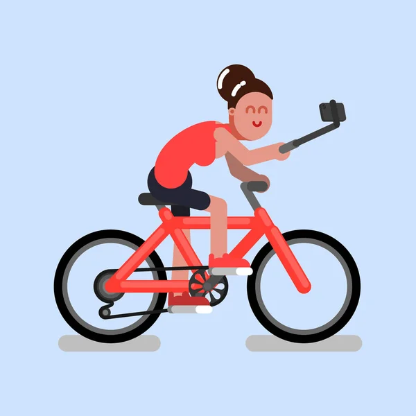 Mujer en bicicleta — Vector de stock