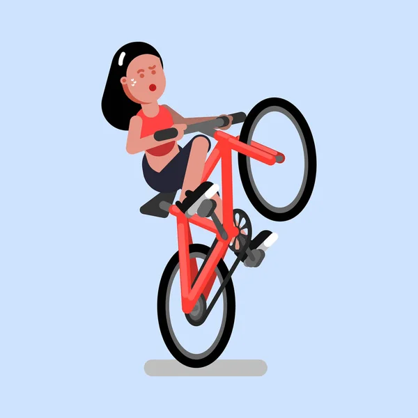 Žena jízdy na kole na jedno kolo — Stockový vektor