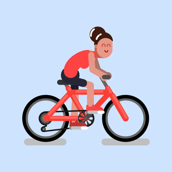 Mujer monta en bicicleta — Vector de stock