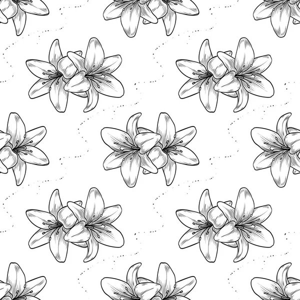 Vector hand drawn lily seamless pattern — Stock Vector