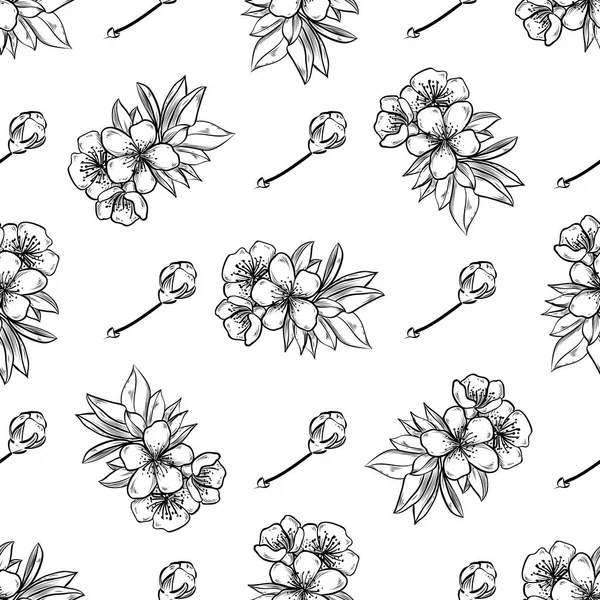 Vector sakura motif sans couture de fleurs — Image vectorielle