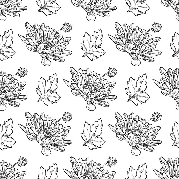 Vektor chryzantéma bezešvé vzor — Stockový vektor