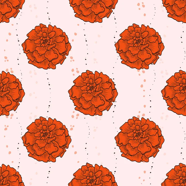 Modèle sans couture de couleur vectorielle de fleurs de souci — Image vectorielle