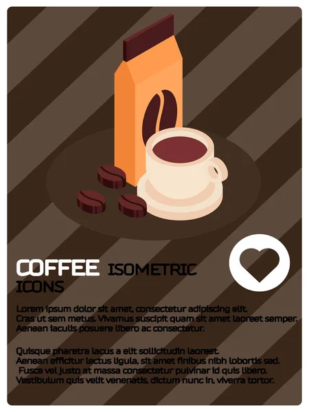 コーヒー色の等尺性ポスター — ストックベクタ