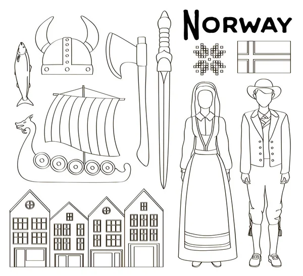 Noruega icono conjunto — Archivo Imágenes Vectoriales