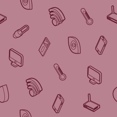 Akıllı ev anahat izometrik desen