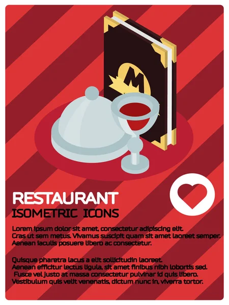 Ισομετρική αφίσα εστιατόριο χρώμα — Διανυσματικό Αρχείο