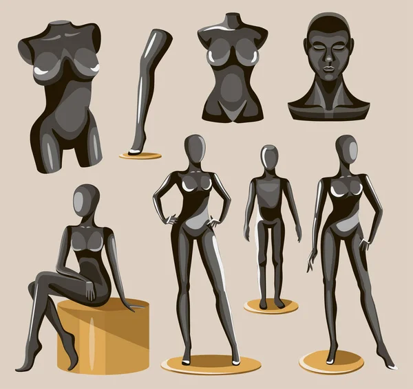 Schaufenster Schaufenster schwarz realistische Mode Körper — Stockvektor