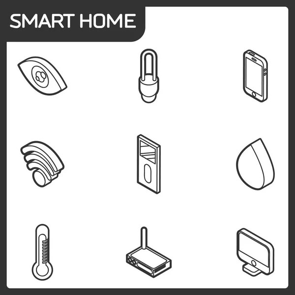 Esquema del hogar inteligente iconos isométricos — Vector de stock