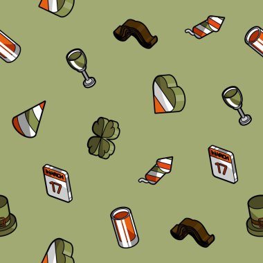 St.Patricks gün renk anahat izometrik desen