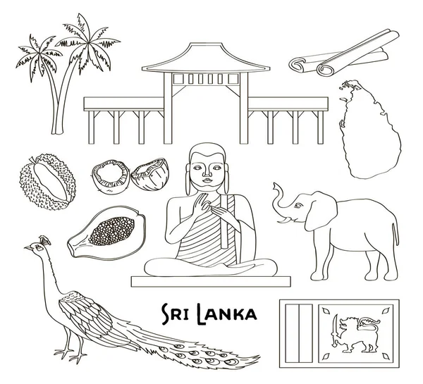 Símbolos do Sri Lanka conjunto de ícones — Vetor de Stock