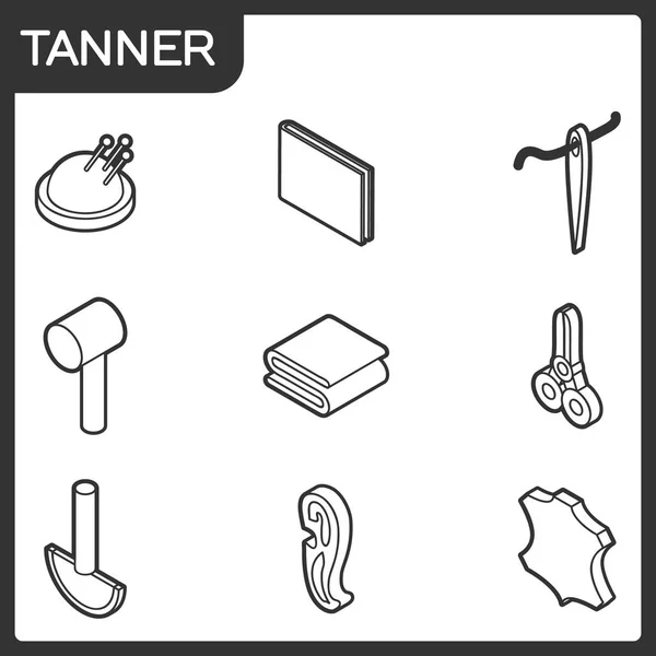 Tanner esbozar iconos isométricos — Vector de stock