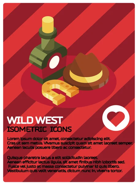 Divoký západ barevné izometrické koncept ikony — Stockový vektor