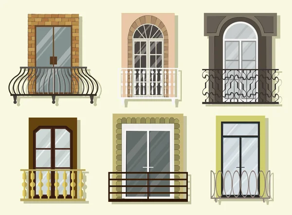 Fenster Formen Symbole gesetzt Balkon — Stockvektor