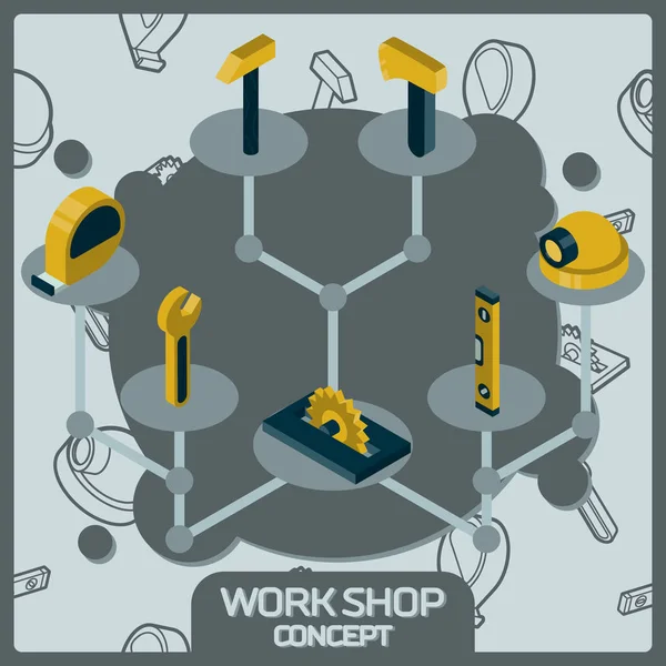 Werkstatt Farbkonzept isometrische Symbole — Stockvektor
