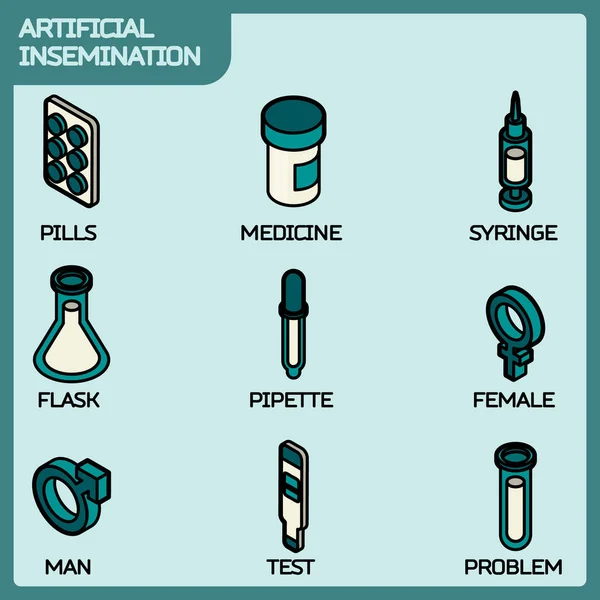 Artificial insemination icon set — Stock Vector