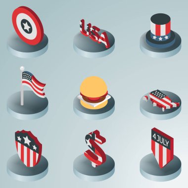 Bağımsızlık günü renk izometrik simgeler