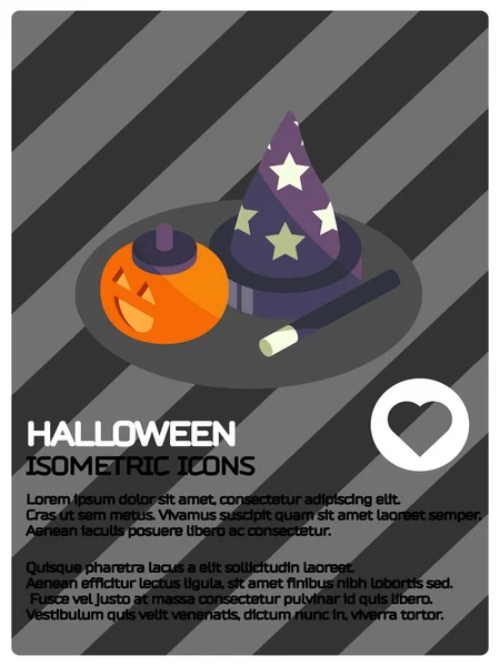 Cartaz isométrico de cor Halloween —  Vetores de Stock