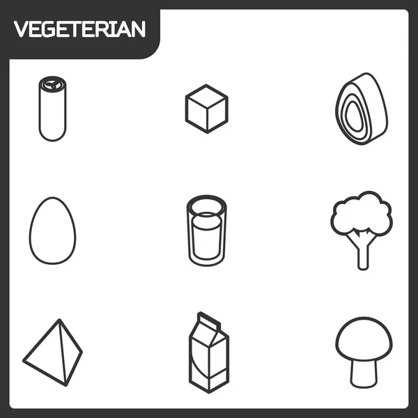 Vegeterische Umrisse isometrischer Symbole — Stockvektor