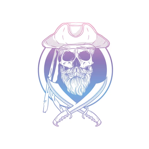 Met de hand getekend schets piraat schedel — Stockvector