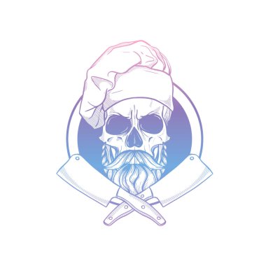 Elle çizilmiş kafatası ve aşçı şapkası.