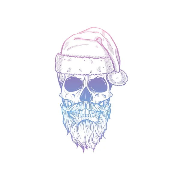 Crâne en colère dessiné à la main du Père Noël — Image vectorielle