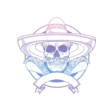 Sombrero ile el çizimi kafatası