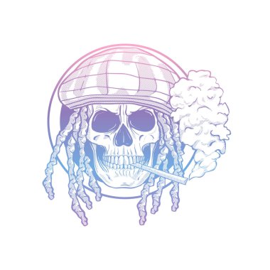 Rastafarian izole vektör kafatası.