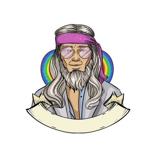 Kézzel rajzolt vázlat hippi férfi — Stock Vector