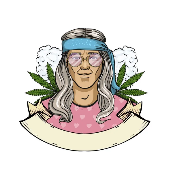 Dibujo dibujado a mano hippie hombre — Vector de stock