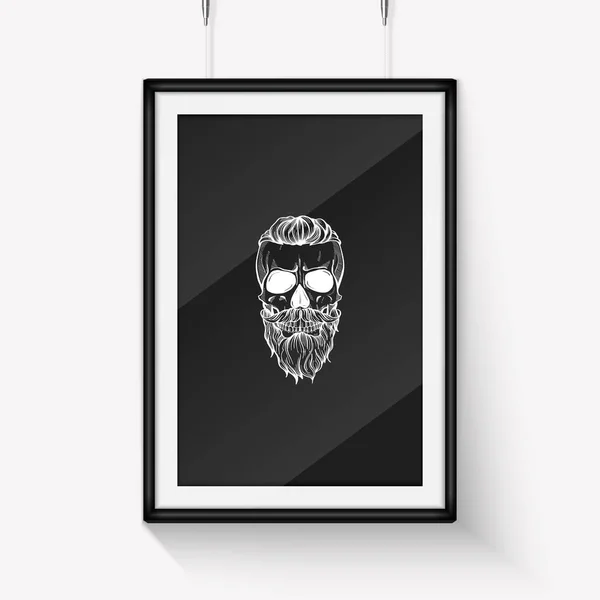 Crâne avec moustaches et barbe — Image vectorielle