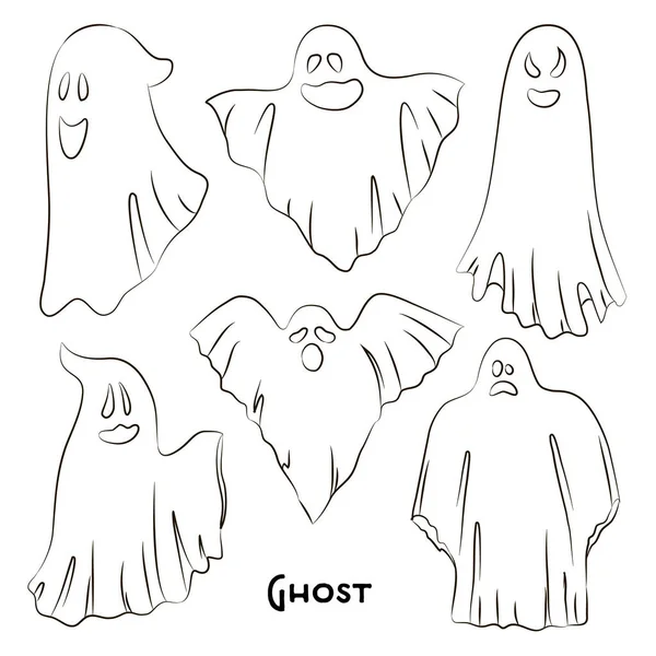 속삭이는 Ghost Character Costume Evil Character Creepy Funny Cute — 스톡 벡터