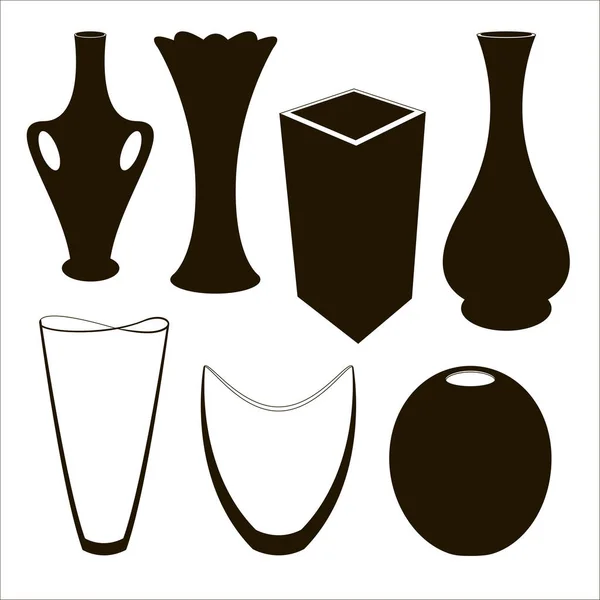 Ensemble Vases Différentes Formes Vases Décoration Intérieure Intérieure Collection Icônes Vecteurs De Stock Libres De Droits