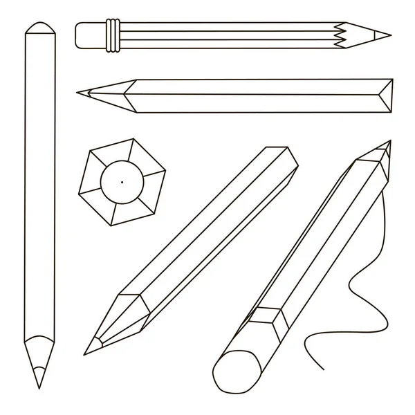 Ensemble Stylos Crayons Stylisés Réalistes Isolés Sur Une Illustration Blanche Illustrations De Stock Libres De Droits