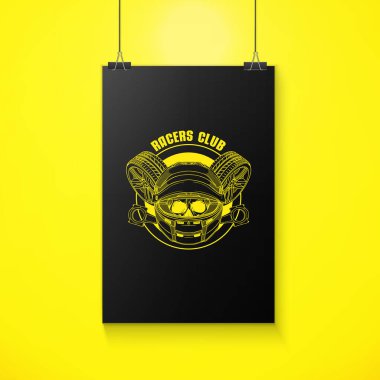 El çizimi eskiz, miğferli yarış kafatası, piston ve tekerlek