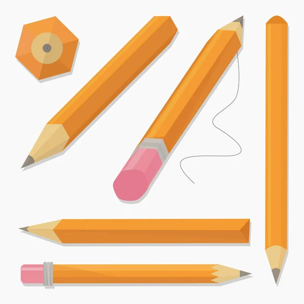 Set of stylized realistic pens and pencils — Stock Vector