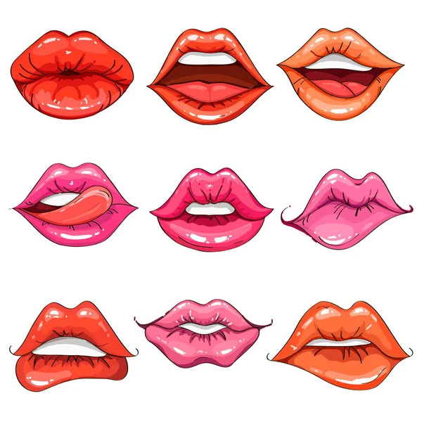 Female lips set on sweet passion — Stock Vector