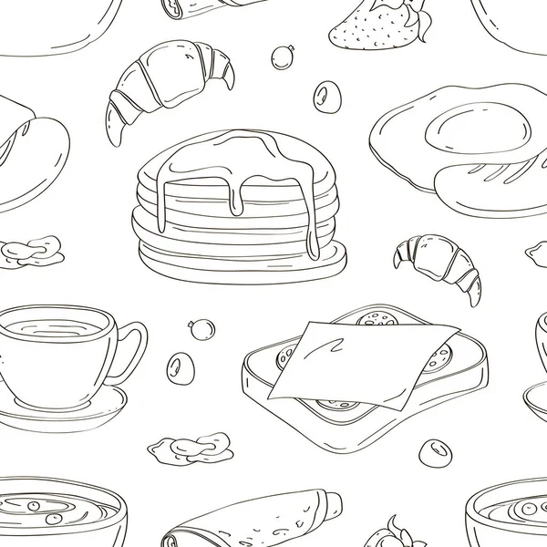 Breakfast collection illustration set pattern — Stock Vector