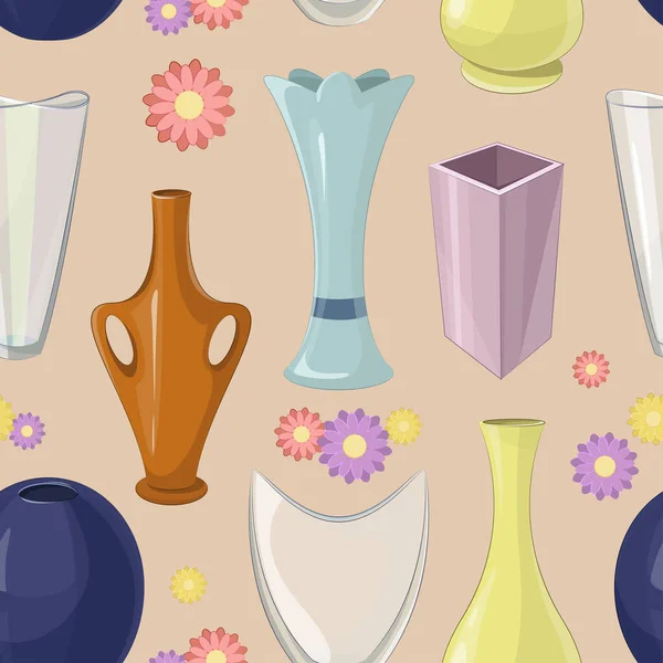 Vases décoratifs. Diverses formes de vases. Décoration intérieure des maisons. — Image vectorielle
