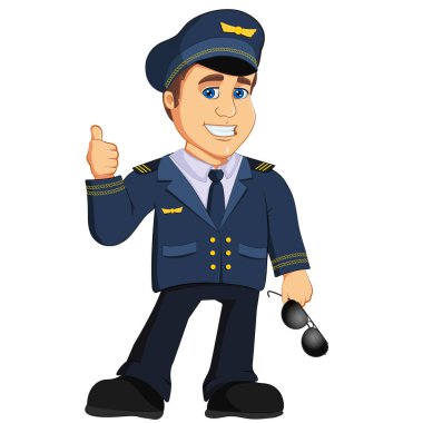 Pilot Aviation Captain Vector illustration cartoon mascot character