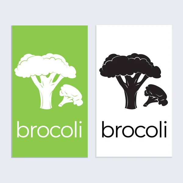 Sinal de logotipo do ícone de brócolis tamplat. Silhueta de brócolis em preto e branco —  Vetores de Stock