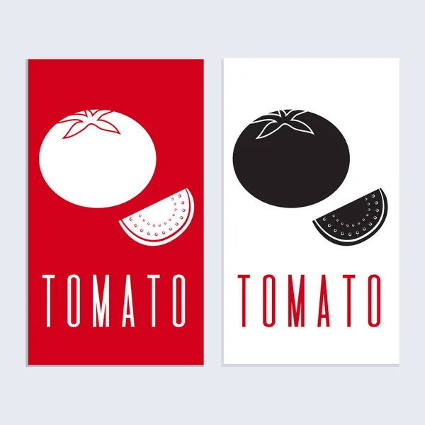 Tamplat do sinal do ícone do logotipo do tomate. Silhueta de tomate em preto e branco — Vetor de Stock