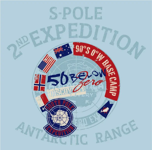 Güney Kutbu Antarktika keşif — Stok Vektör